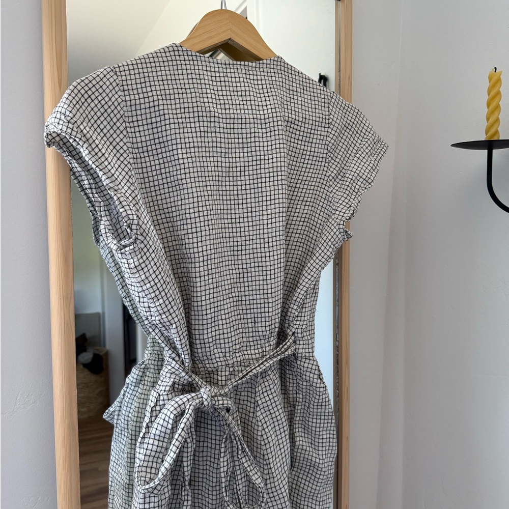 notPERFECTLINEN Black & White Gingham Wrap Jumpsuit - Picture 5 of 6
